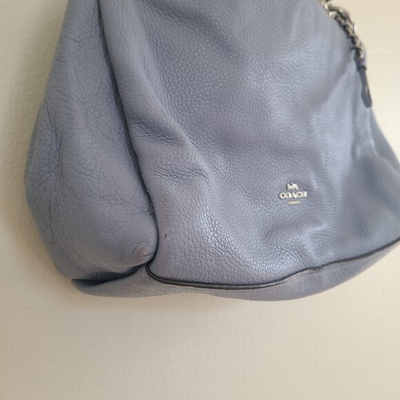 Coach Mia Blue Pebble Leather Shoulder Bag F73196 - Picture 5 of 10